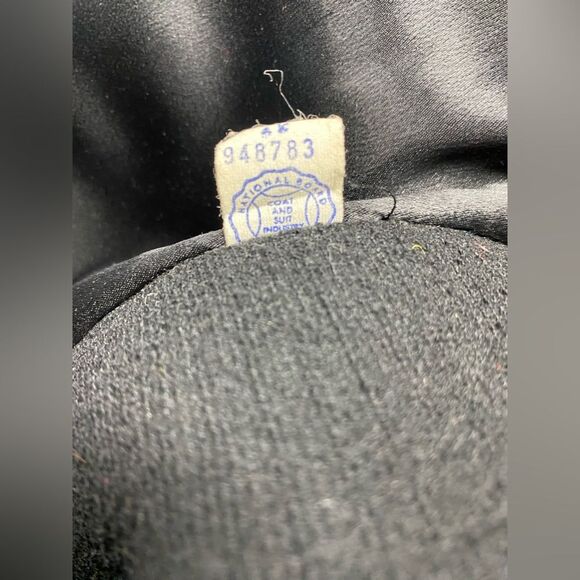 Vintage 50s Youthcraft Long Black Wool Large to XL Coat Satin Lined Big Buttons - Picture 6 of 8